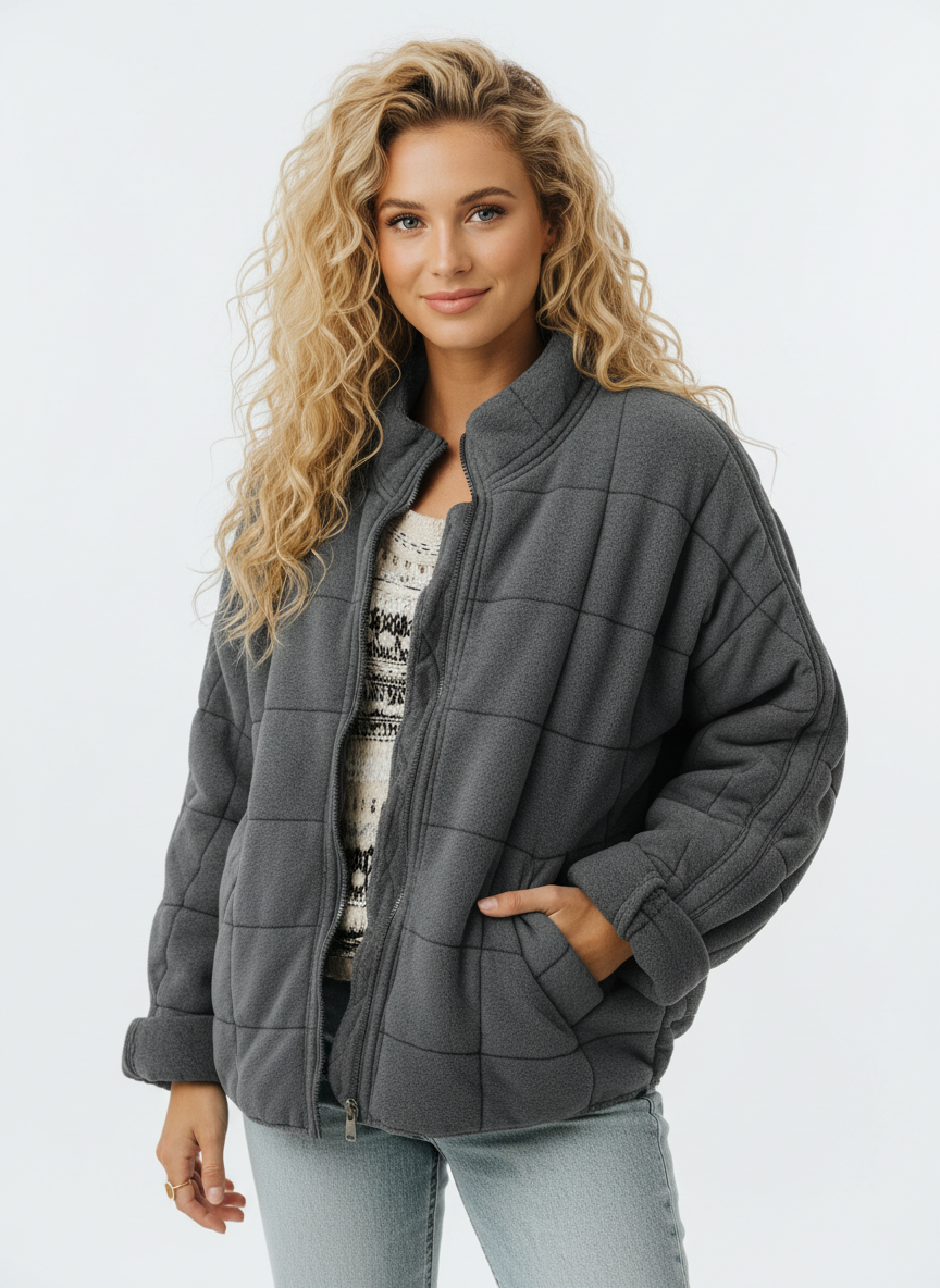 Ravine Women's Quilted Jacket | Stylish Zipper Design, Lightweight