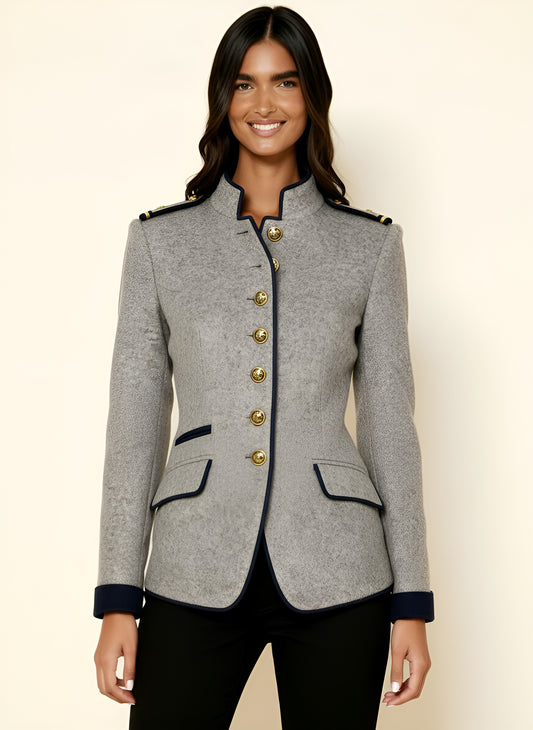 Women’s Vintage High-Collar Winter Jacket – Tailored Button Front Coat