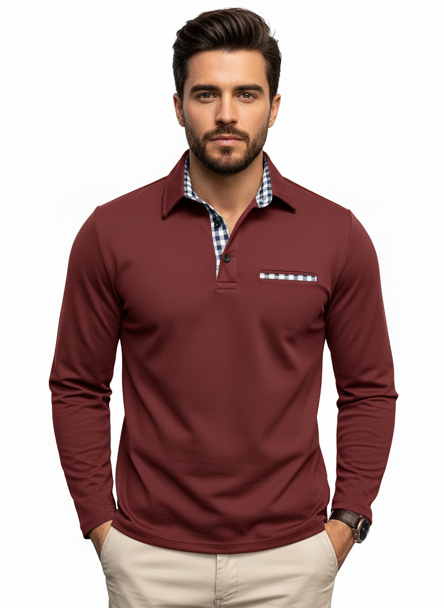 Rex Men's Long Sleeve Polo Shirt | Lightweight Breathable Fabric