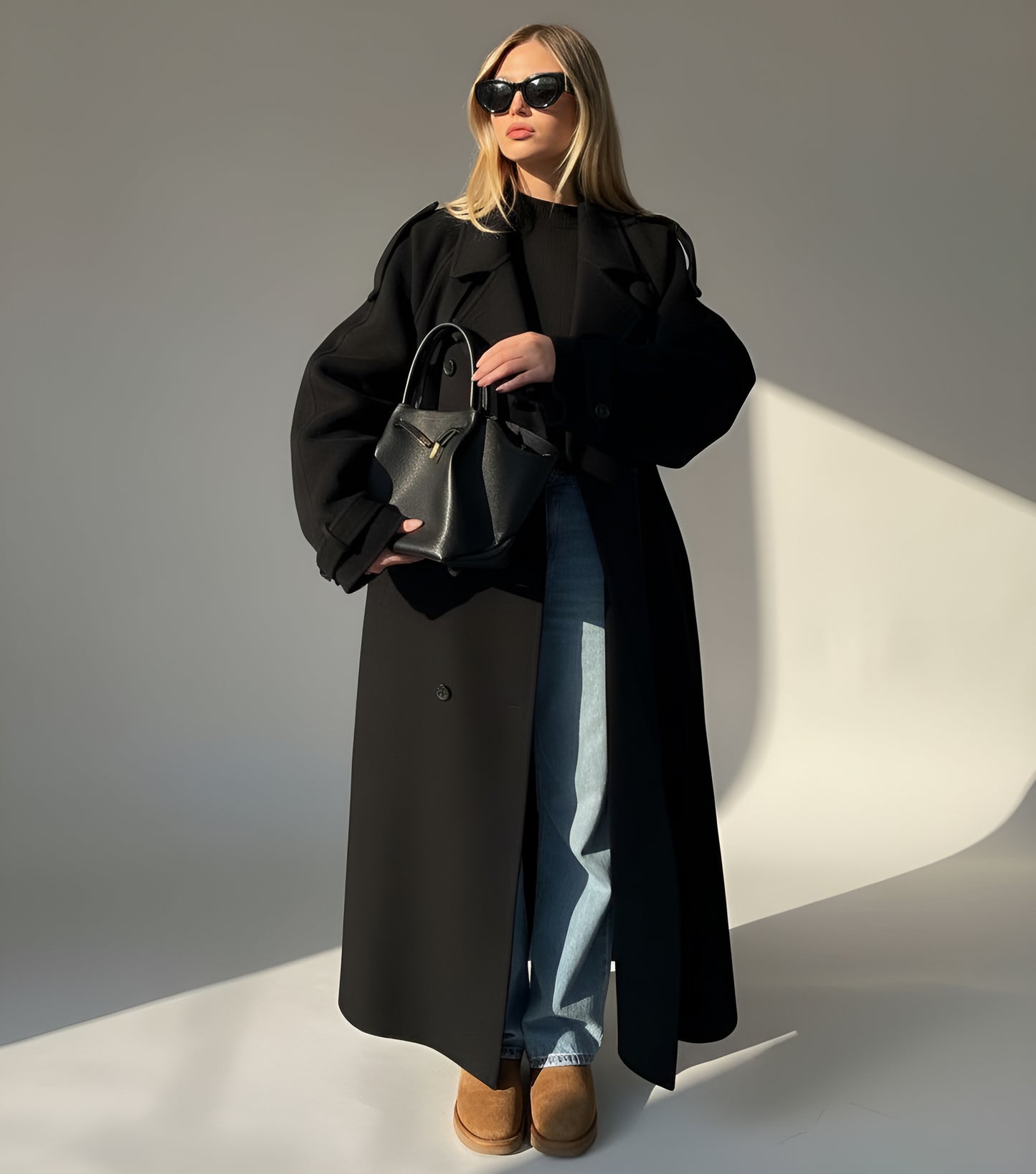 Women's Double-Breasted Trench Coat - Long, oversized fit