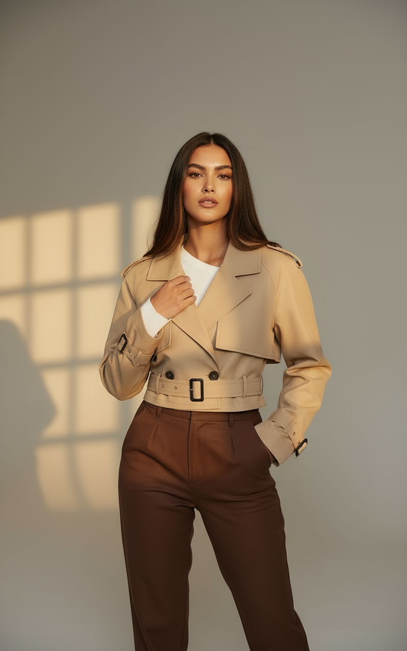 Stylish Women’s Short Trench Coat | Lightweight Tailored Trench