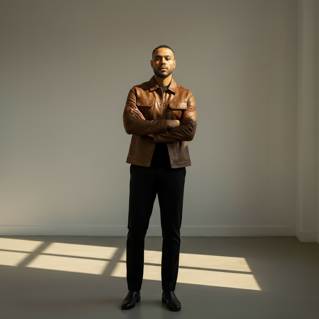 Men’s Genuine Leather Jacket | Classic Slim-Fit Biker Style