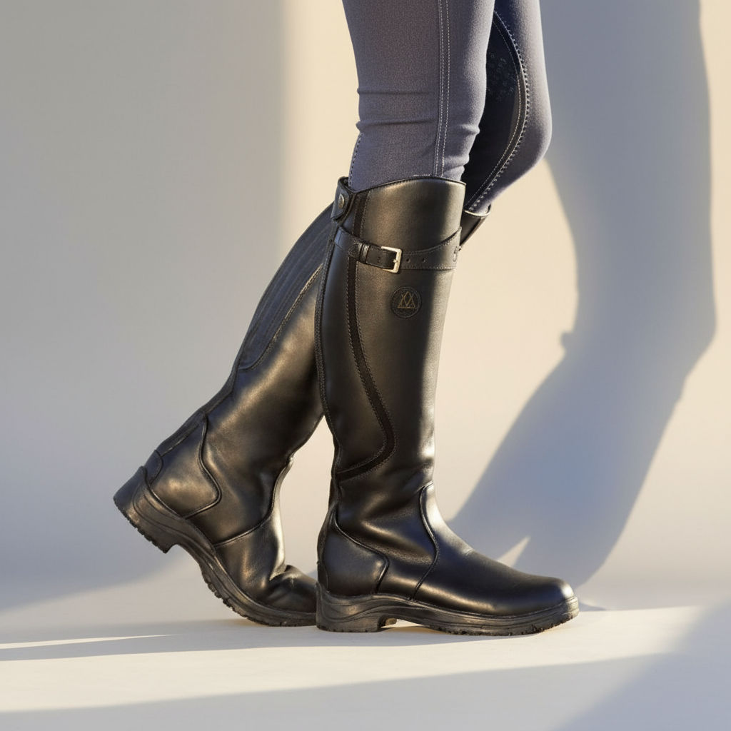 Women’s Waterproof Winter Riding Boots – Durable Rubber, Above-Ankle Protection