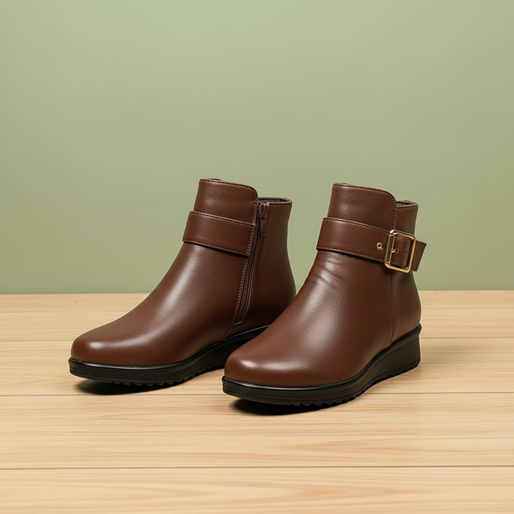 Women’s Warm Lined Ankle Boots – Side Zip Classic Mid-Rise Design with Non-Slip Sole