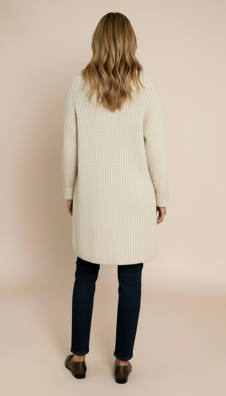 Women’s Chunky Knitted Cardigan – Open Front Shawl Collar Sweater with Pockets