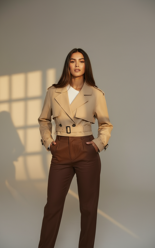 Stylish Women’s Short Trench Coat | Lightweight Tailored Trench