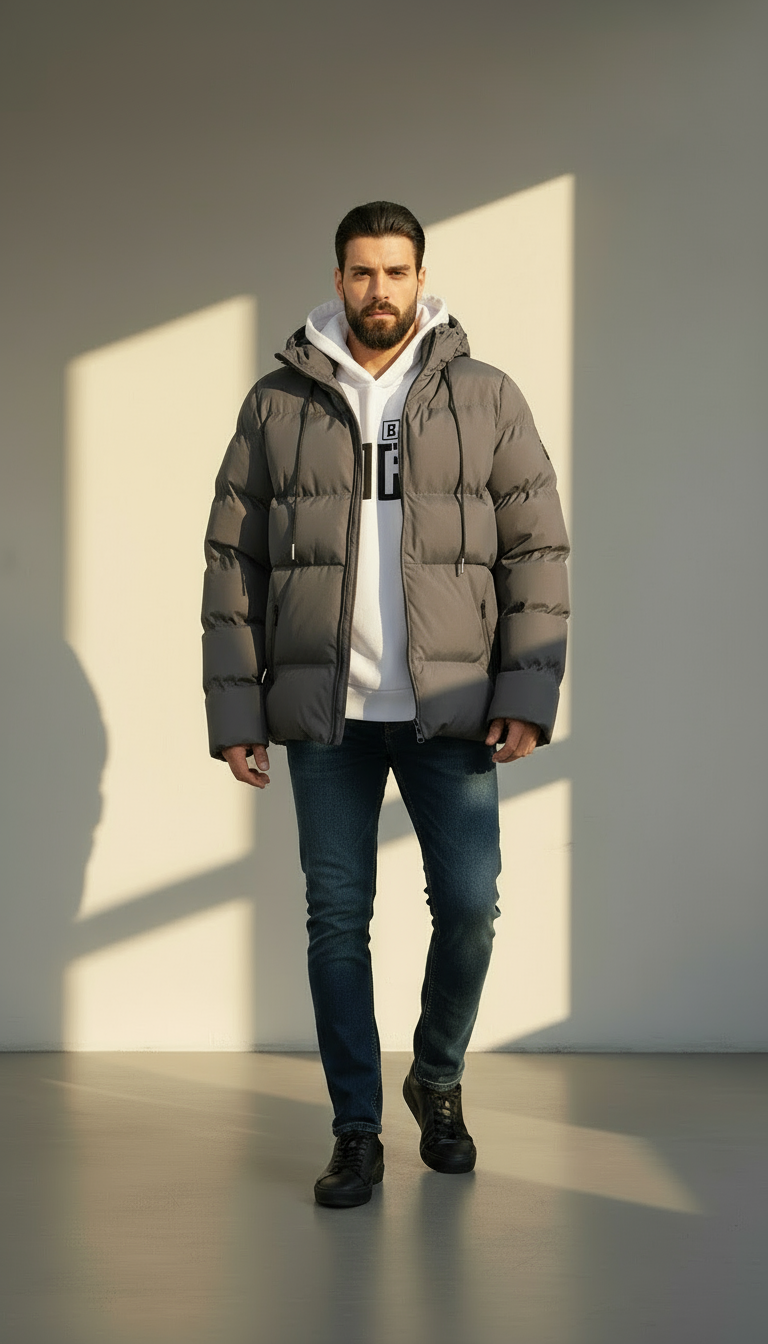 Men’s Warm Puffer Jacket | Waterproof Winter Parka with Hood