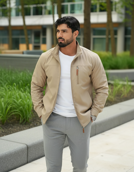 Men’s Waterproof Hooded Jacket – Full-Zip Rainproof Windbreaker with Secure Zippered Pockets