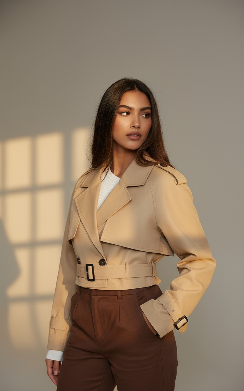Stylish Women’s Short Trench Coat | Lightweight Tailored Trench