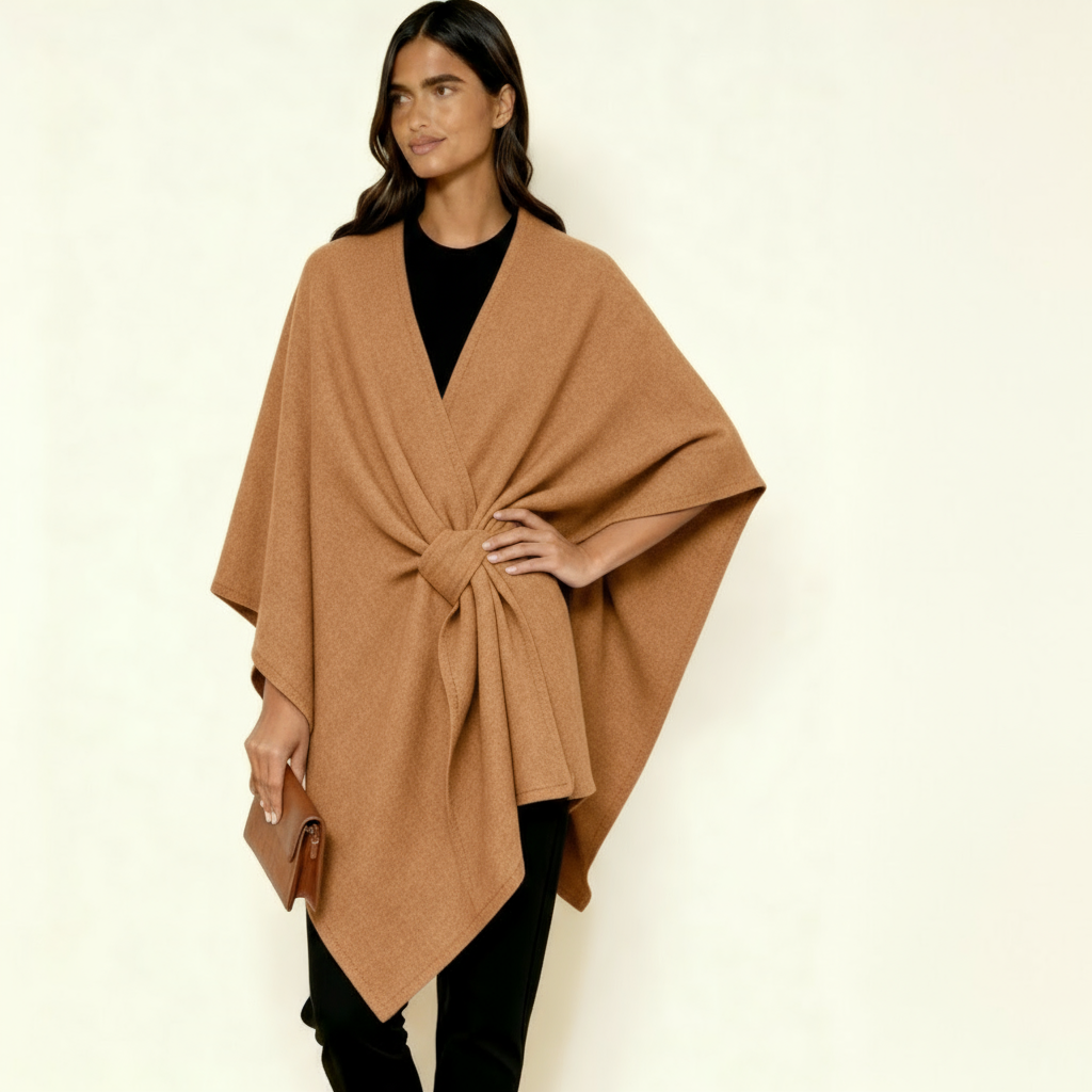 Women’s Luxurious Wind-Resistant Shawl Coat – Elegant Open-Front Wrap with Soft Drape