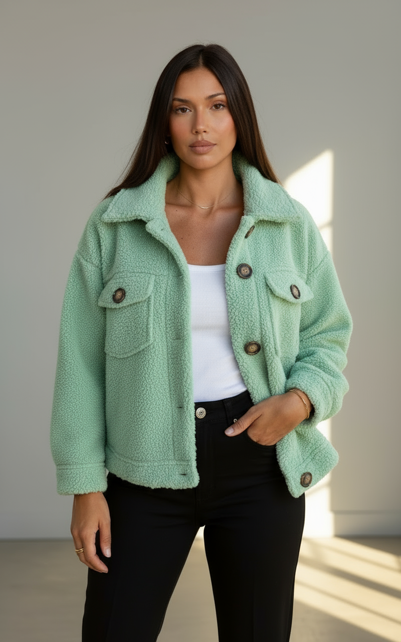 Jade Long Teddy Coat for Women | Cozy Casual Winter Overcoat