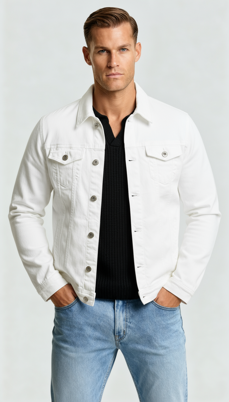 Men’s Lightweight Denim Jacket – Classic Button-Up Summer Jean Jacket