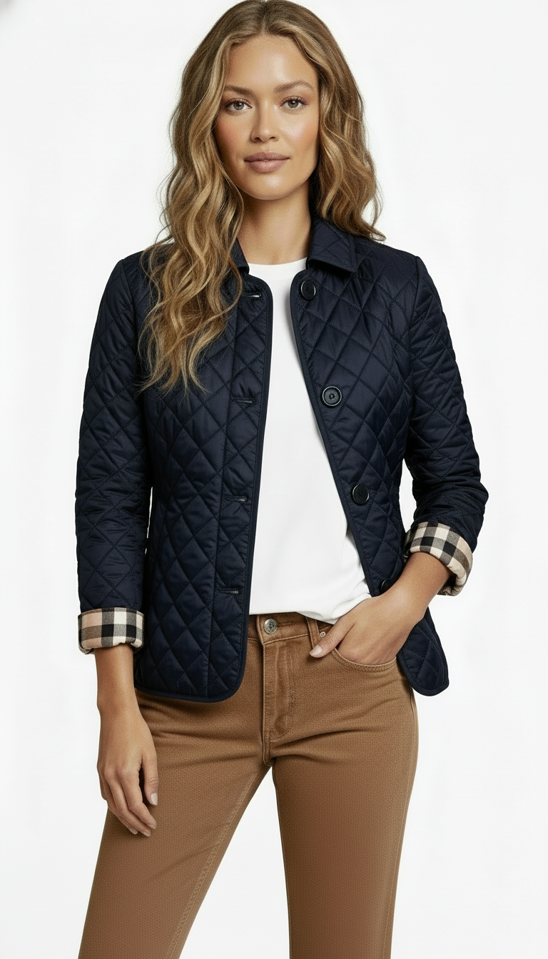 Women’s Lightweight Quilted Coat – Button Closure Casual Outerwear