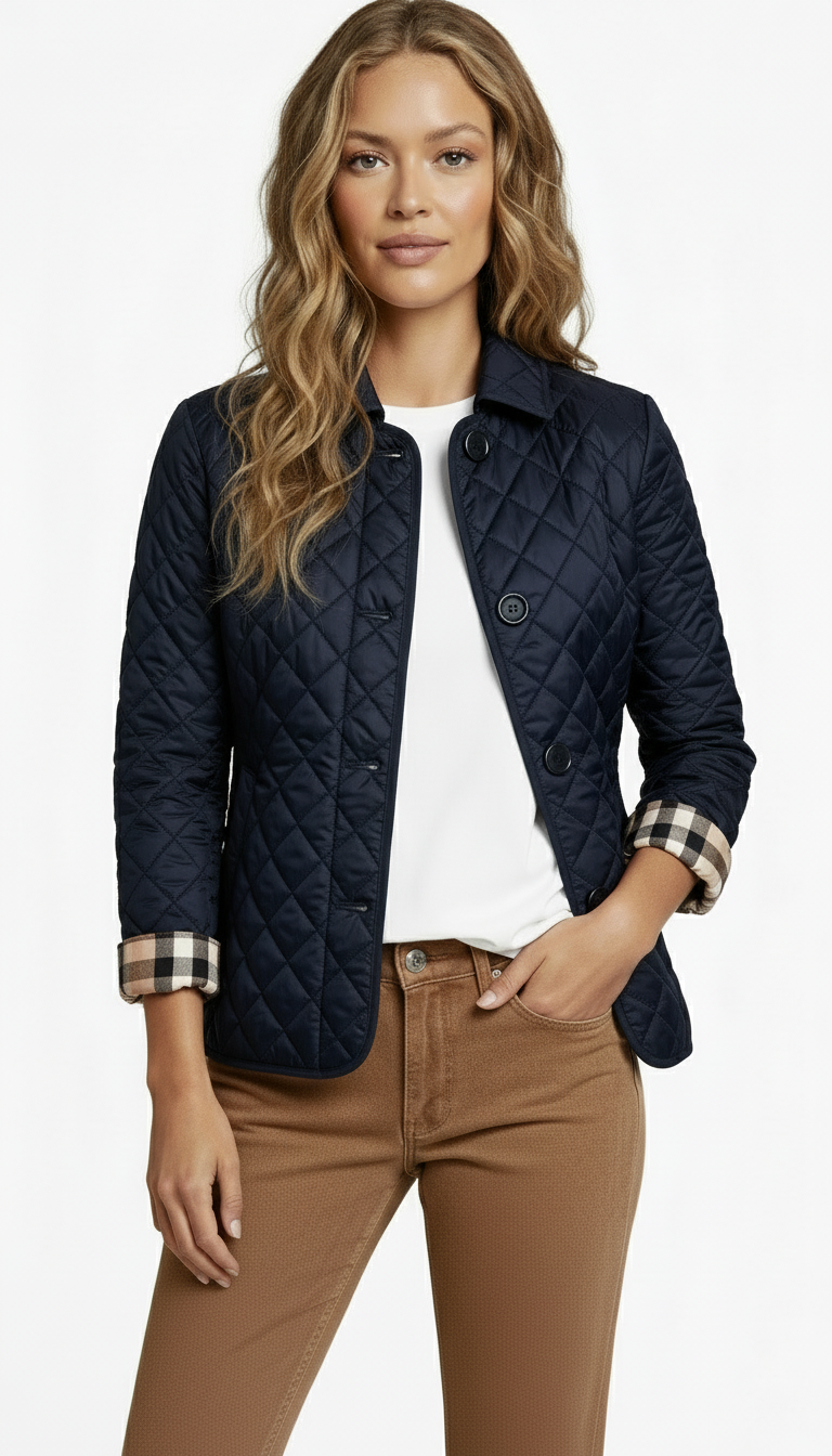 Women’s Lightweight Quilted Coat – Button Closure Casual Outerwear