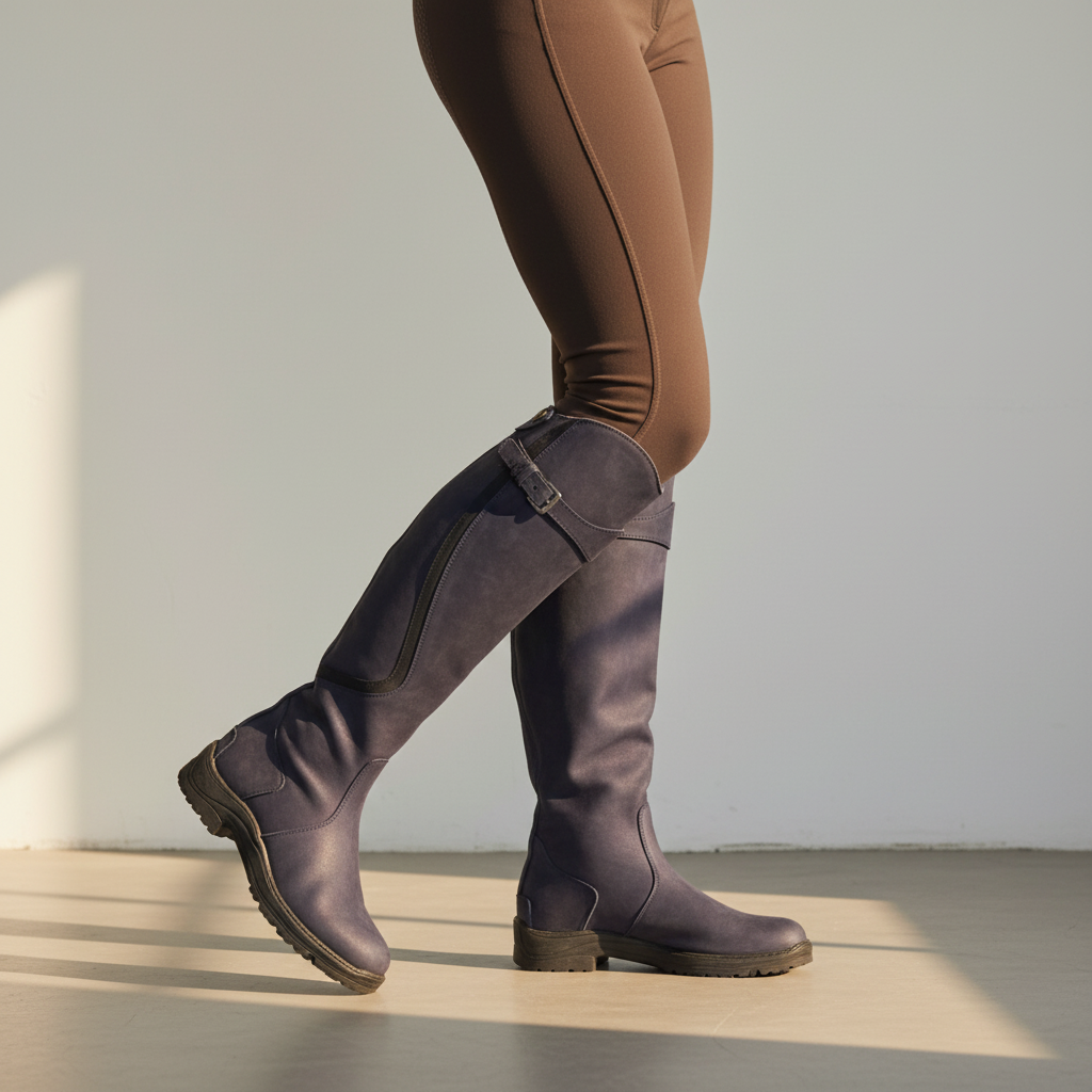 Women’s Waterproof Winter Riding Boots – Durable Rubber, Above-Ankle Protection