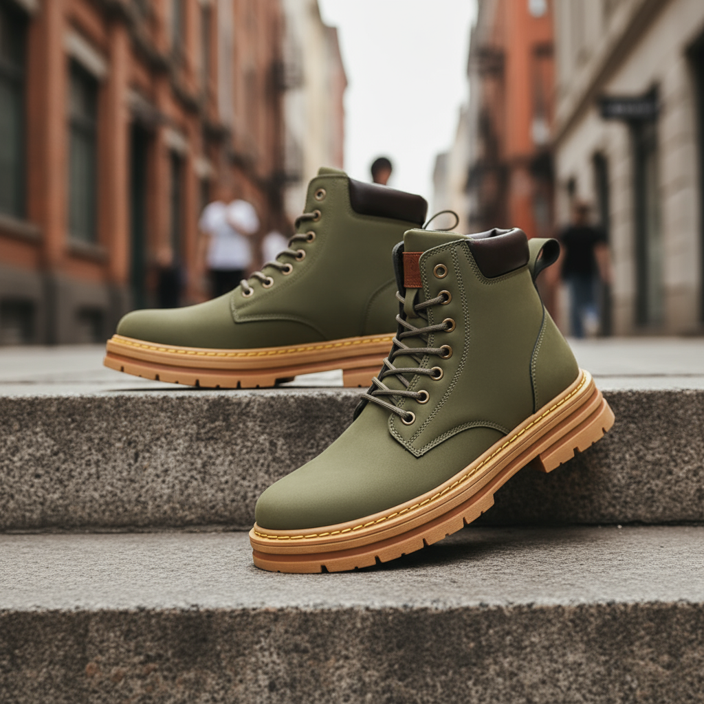 Men's Ankle Boots – Lace-Up with Rugged Sole