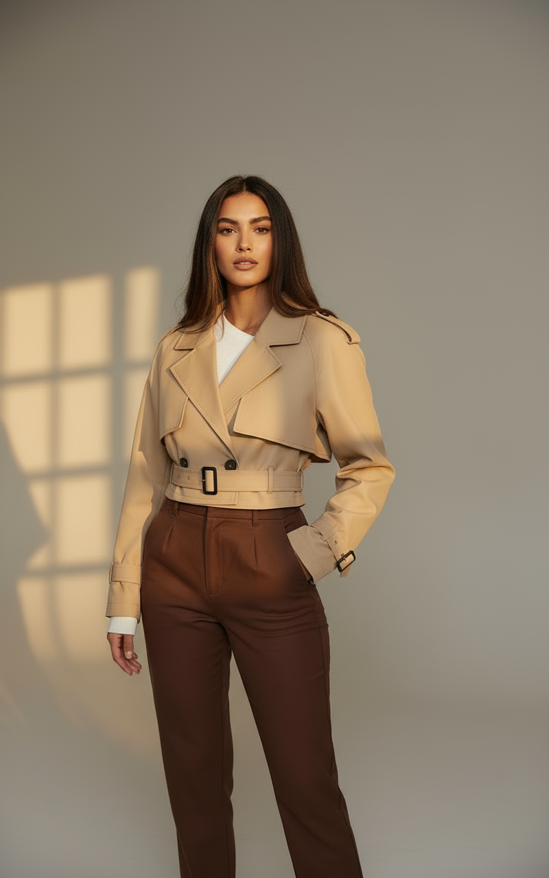 Stylish Women’s Short Trench Coat | Lightweight Tailored Trench