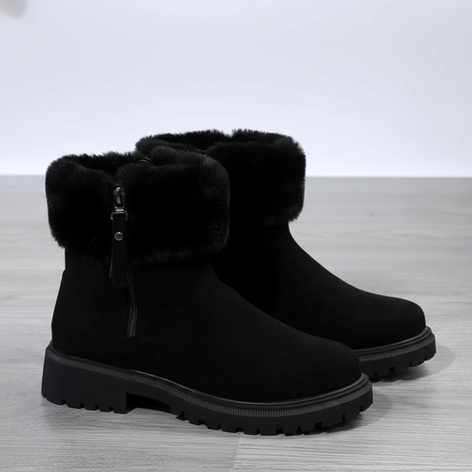 Women’s Winter Ankle Boots - Warm Faux Fur Lined, Non-Slip Sole