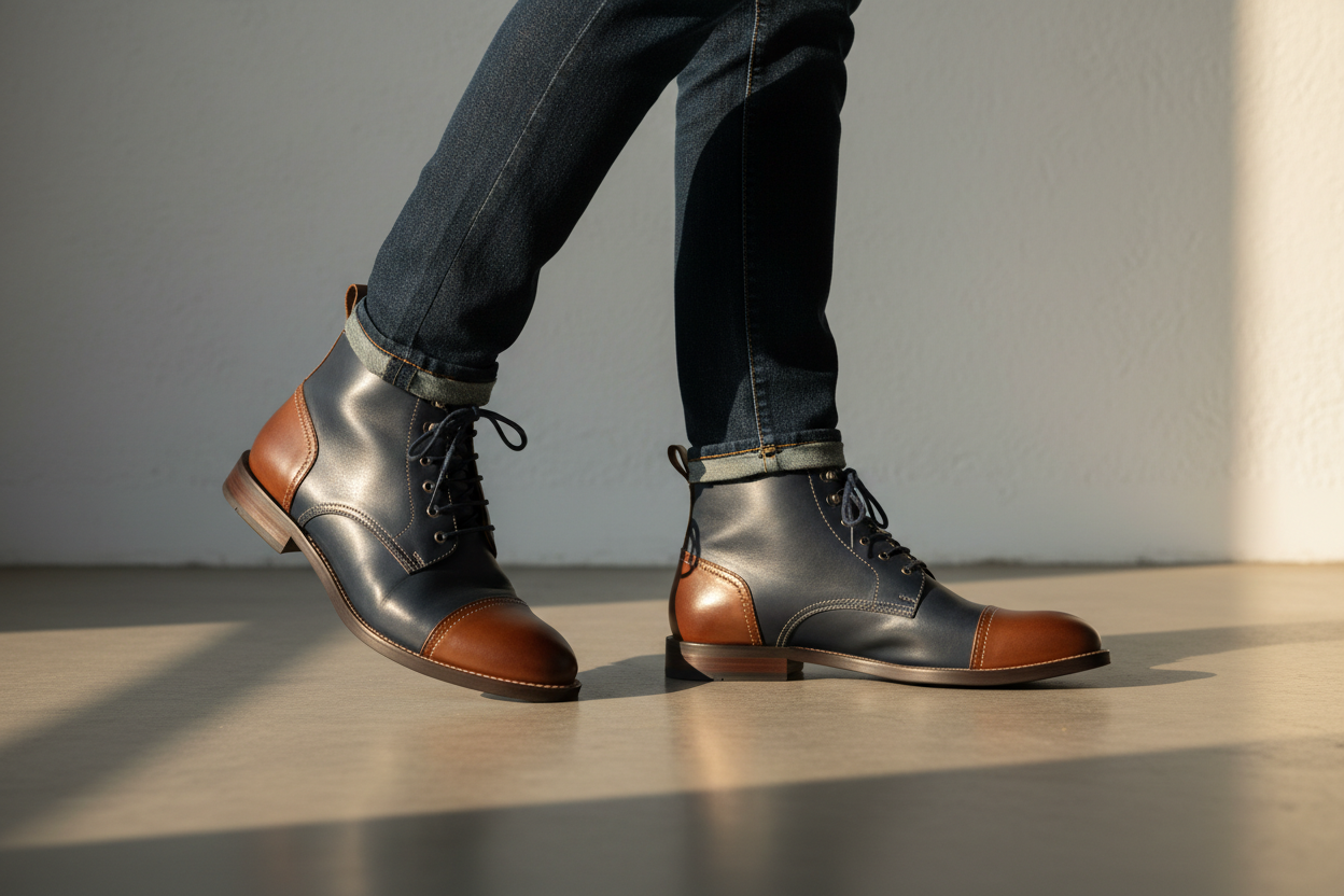 Men’s Oxford Leather Boots | Classic Lace-Up Dress Boots