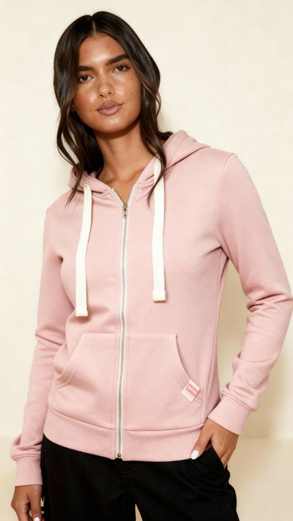 Women’s Zip-Up Hoodie – Soft Lined, Slim Fit with Kangaroo Pockets