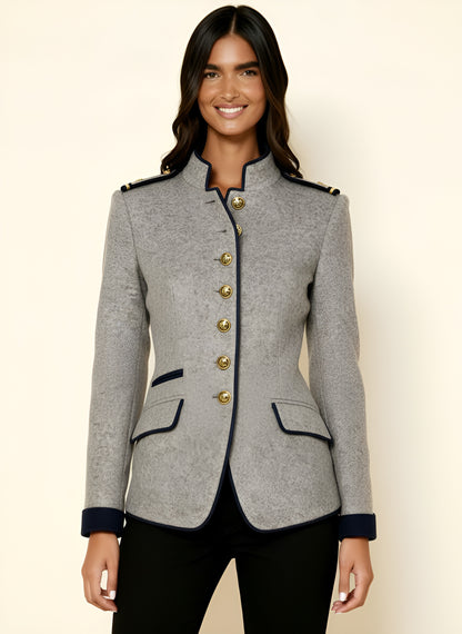 Women’s Vintage High-Collar Winter Jacket – Tailored Button Front Coat