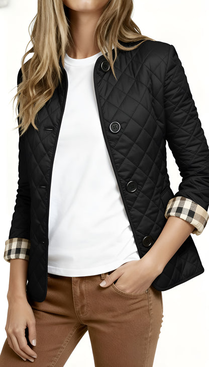 Women’s Lightweight Quilted Coat – Button Closure Casual Outerwear