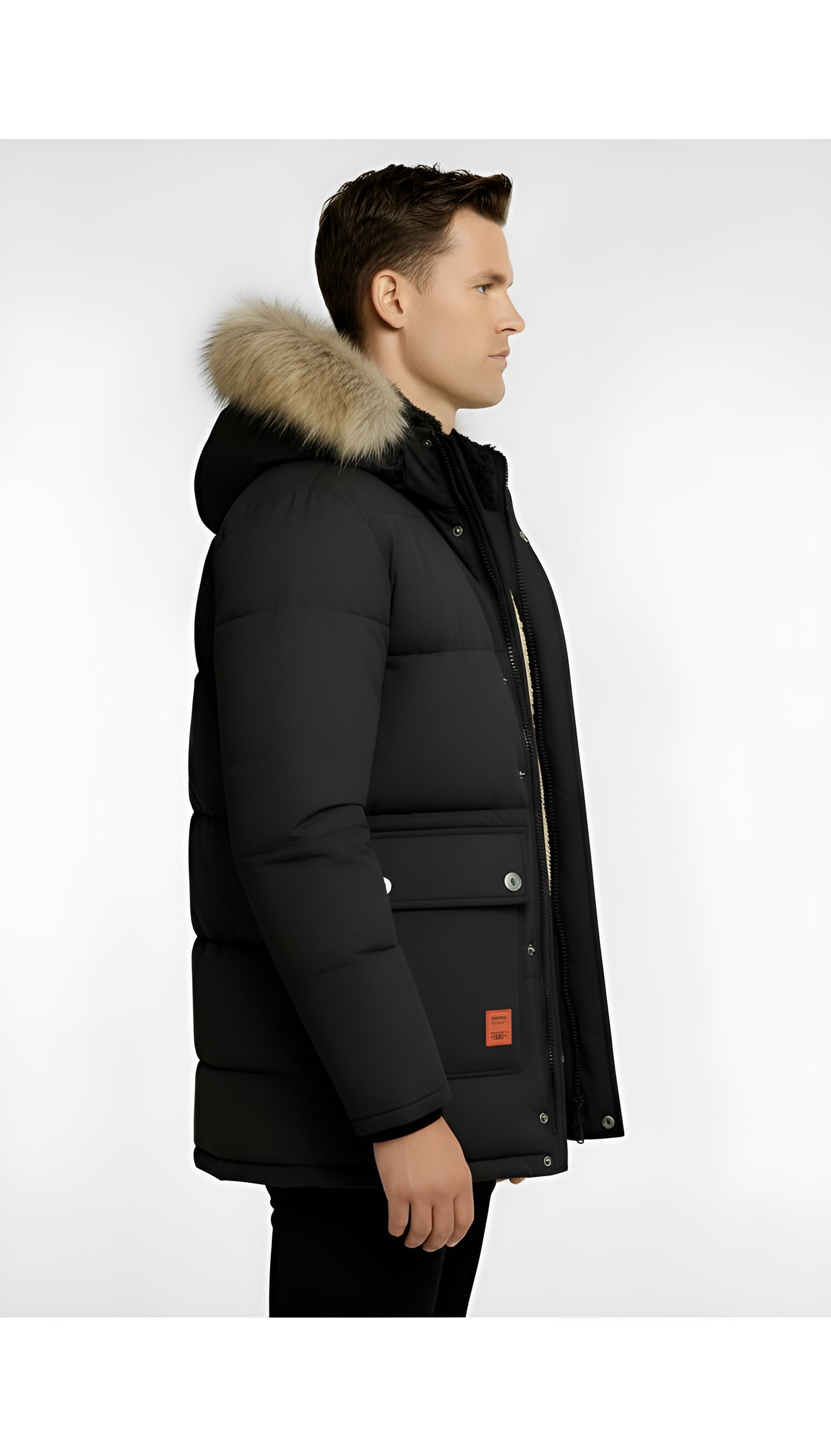 Men’s Padded Hooded Winter Parka Jacket – Insulated Waterproof Outerwear