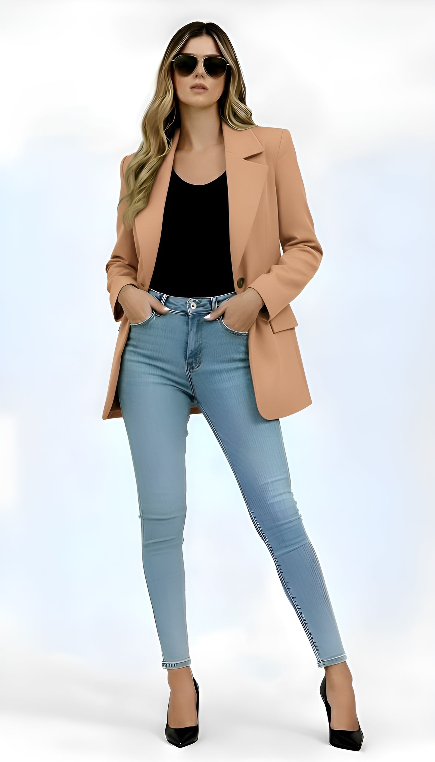 Women’s Slim Fit Blazer – Professional Long Sleeve Jacket with Lapel | Tailored Office Wear