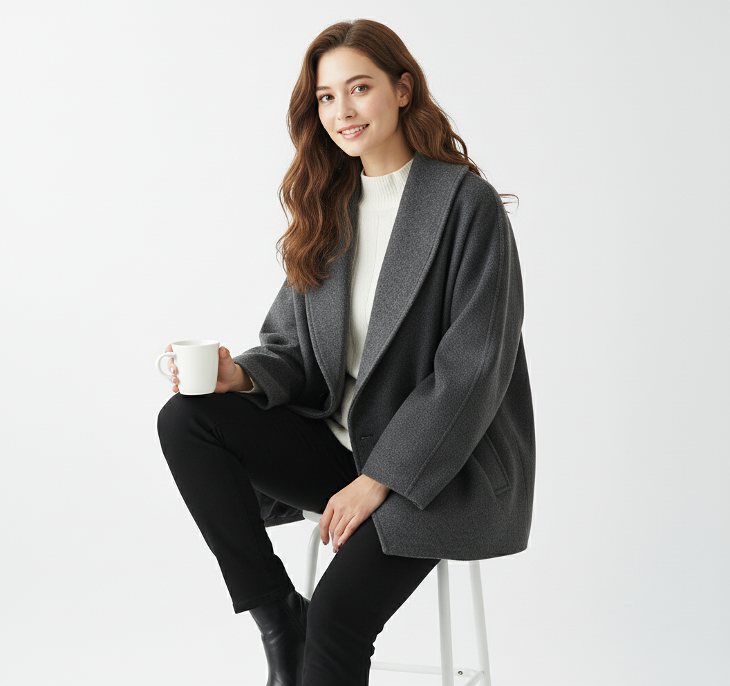 Mara Women's Oversized Coat | Chic Wrap Design, Winter Coats