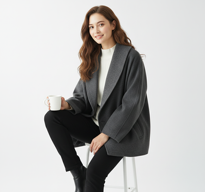 Mara Women's Oversized Coat | Chic Wrap Design, Winter Coats