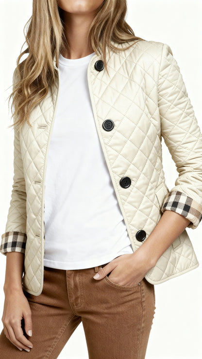 Women’s Lightweight Quilted Coat – Button Closure Casual Outerwear