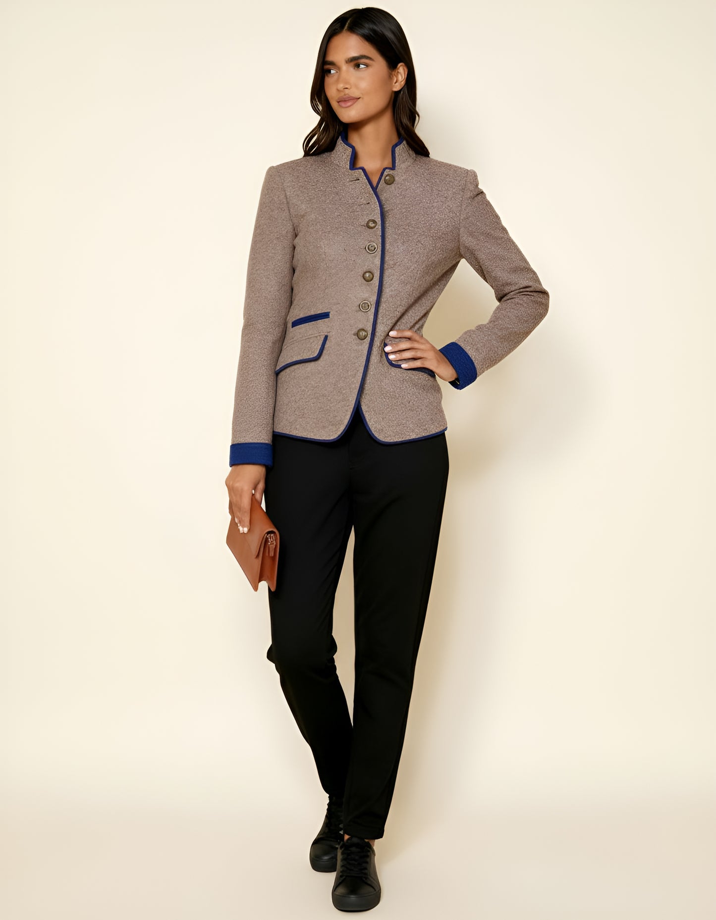 Women’s Vintage High-Collar Winter Jacket – Tailored Button Front Coat