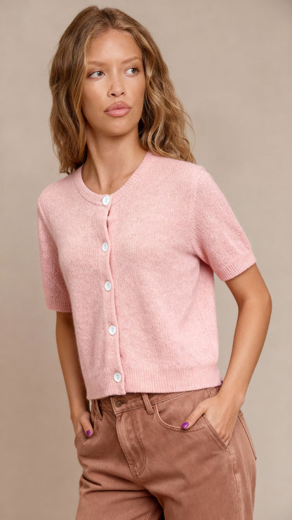 Sandy Women's Cardigan | Soft Fabric, Short Sleeve, Y2K Inspired