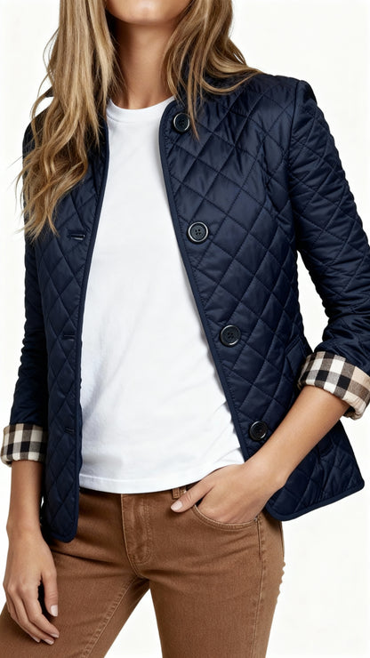Women’s Lightweight Quilted Coat – Button Closure Casual Outerwear