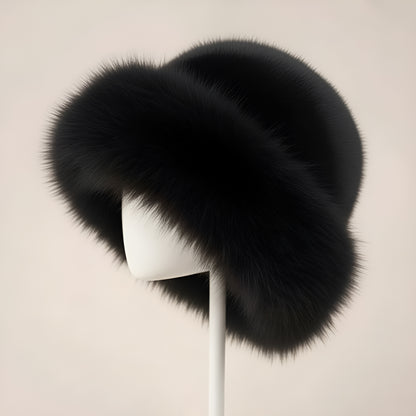 Women’s Cossack Style Hat – Plush Faux Fur Winter Hat with Wide Rounded Trim