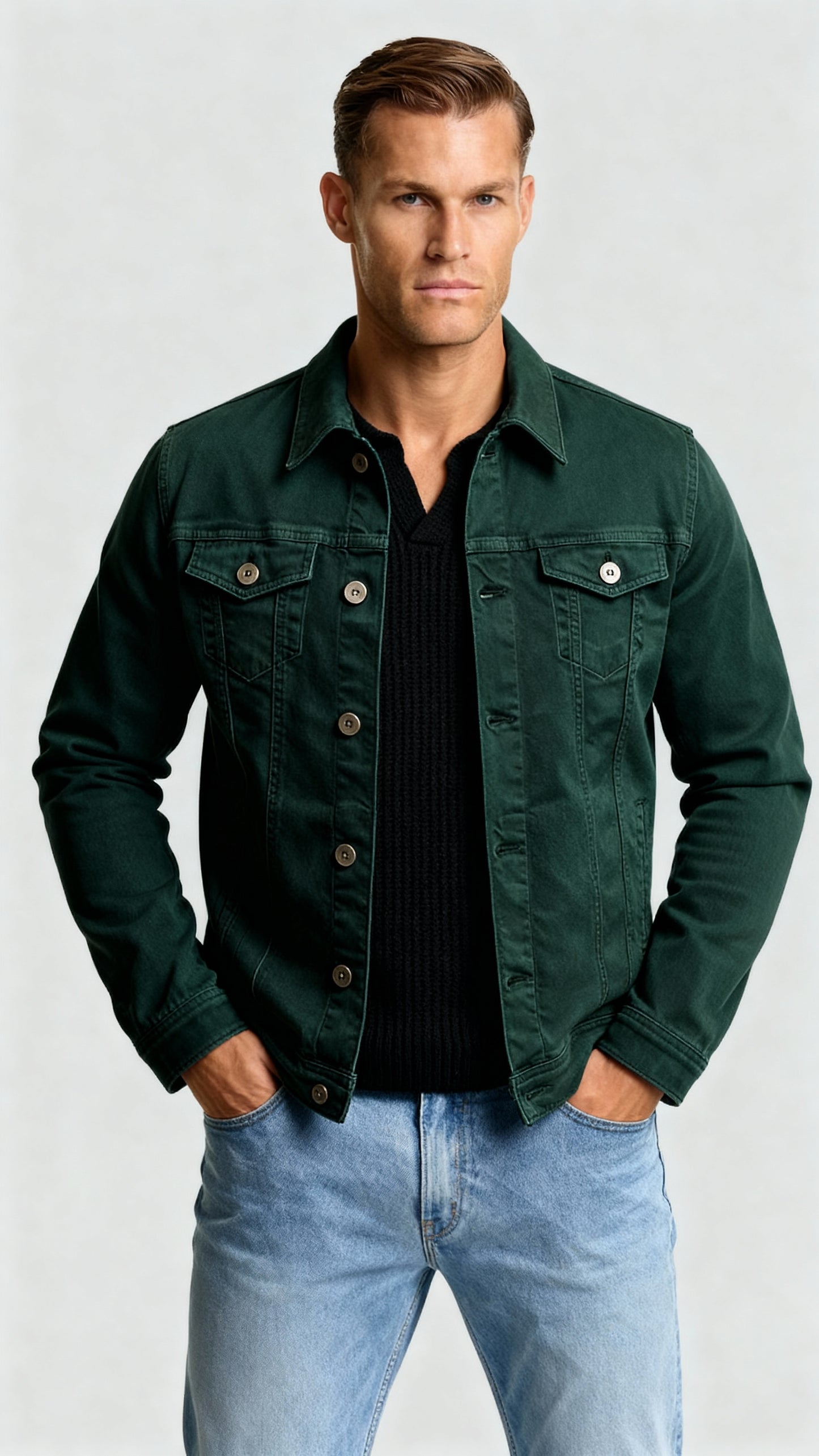Men’s Lightweight Denim Jacket – Classic Button-Up Summer Jean Jacket