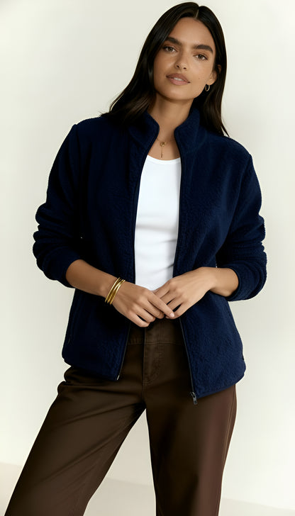 Women’s Winter Teddy Jacket – Ultra-Soft Fleece with Full Zip & High Collar | Cozy Warm Outerwear