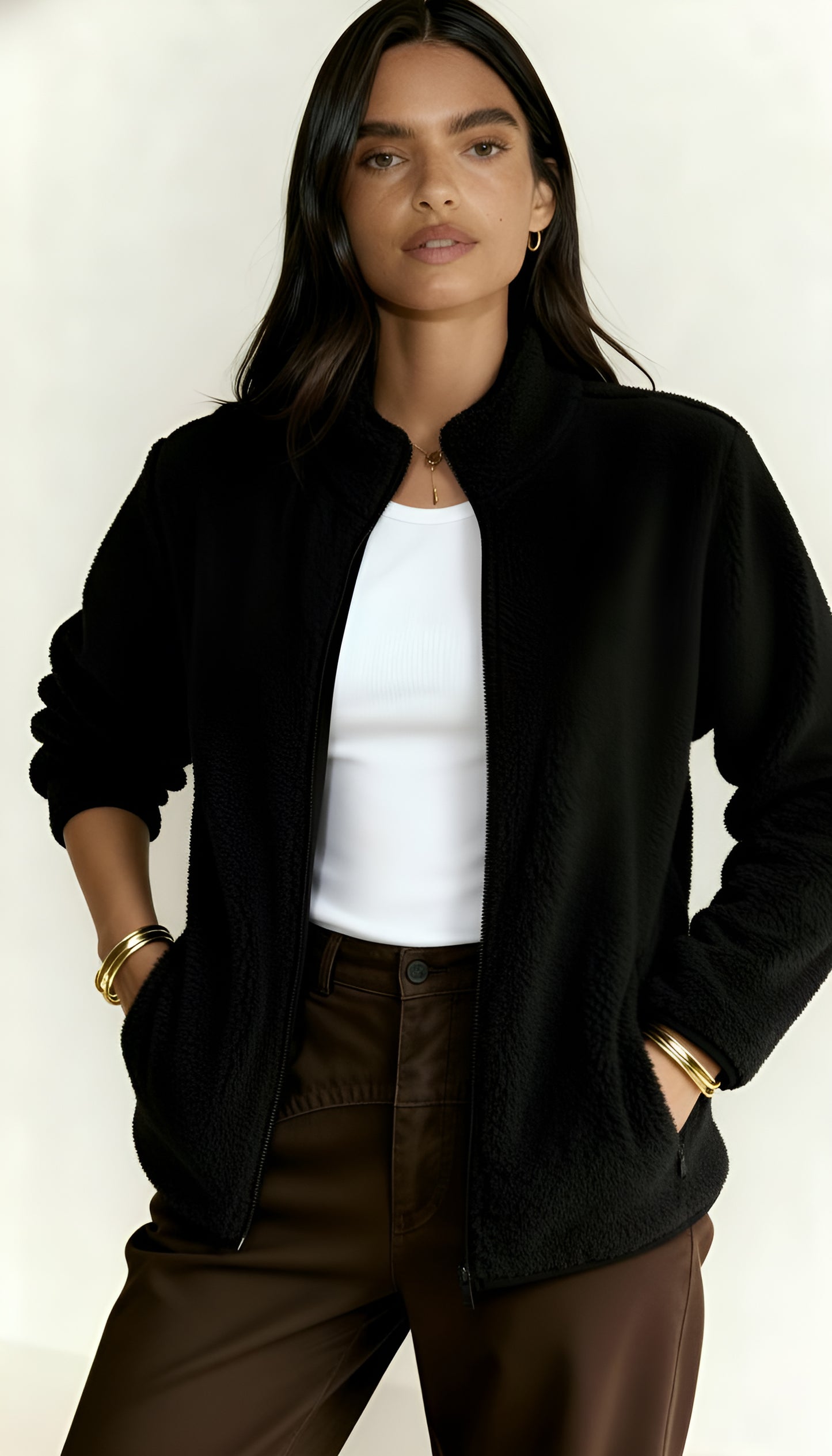 Women’s Winter Teddy Jacket – Ultra-Soft Fleece with Full Zip & High Collar | Cozy Warm Outerwear