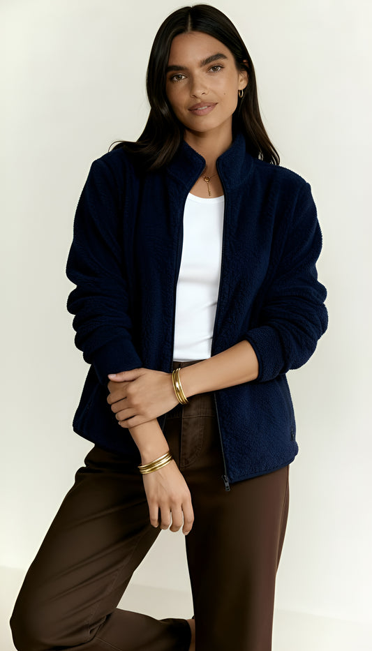 Women’s Winter Teddy Jacket – Ultra-Soft Fleece with Full Zip & High Collar | Cozy Warm Outerwear