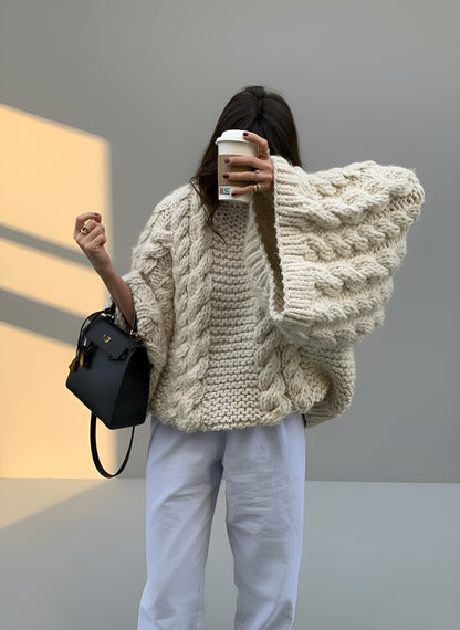 Womens Chunky knitted jumper - winter wear, cozy and warm