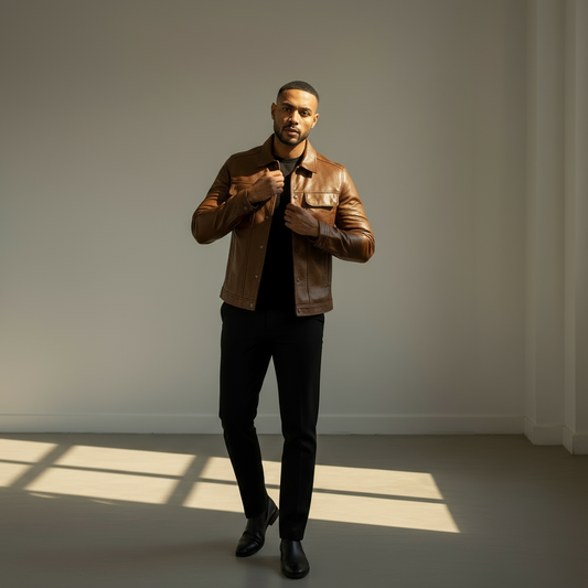 Men’s Genuine Leather Jacket | Classic Slim-Fit Biker Style
