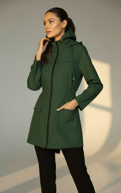 Women's Lightweight Raincoat with Hood | Waterproof Windbreaker
