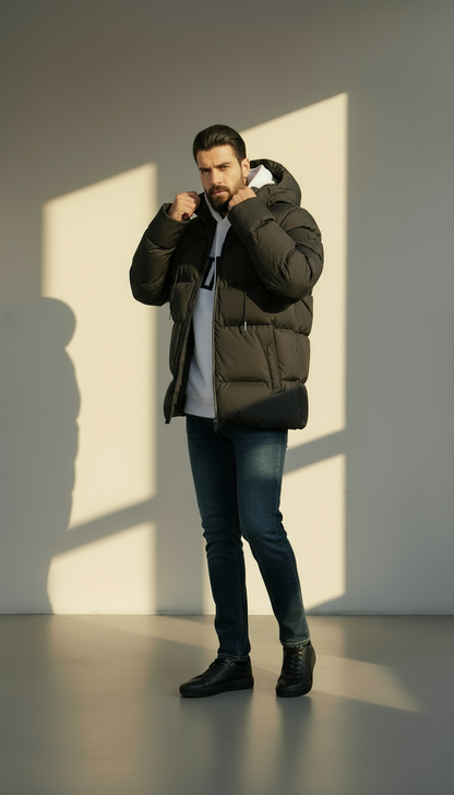Men’s Warm Puffer Jacket | Waterproof Winter Parka with Hood