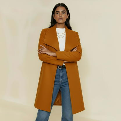 Women’s Elizabeth Tailored Coat - Mid-Thigh Length with Notched Lapel & Button Front