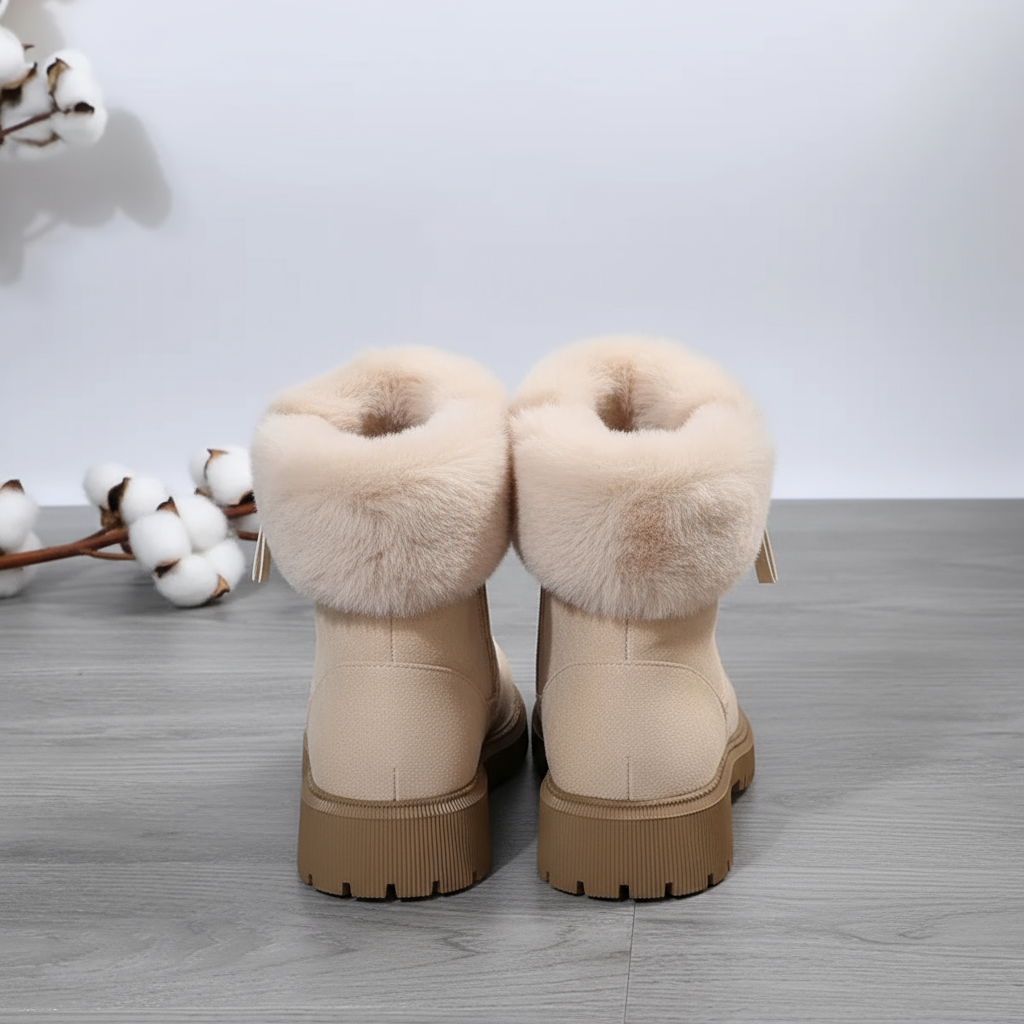 Women’s Winter Ankle Boots - Warm Faux Fur Lined, Non-Slip Sole