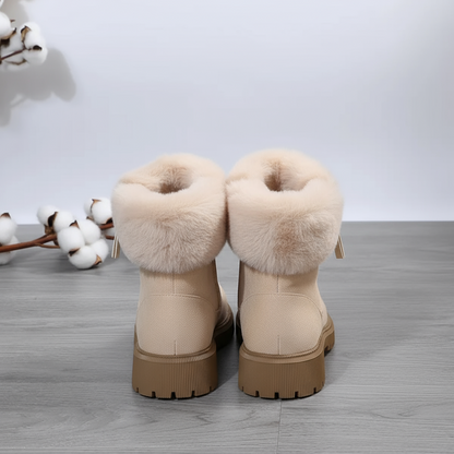 Women’s Winter Ankle Boots - Warm Faux Fur Lined, Non-Slip Sole