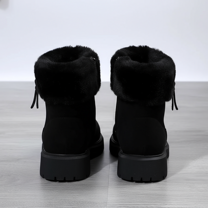 Women’s Winter Ankle Boots - Warm Faux Fur Lined, Non-Slip Sole
