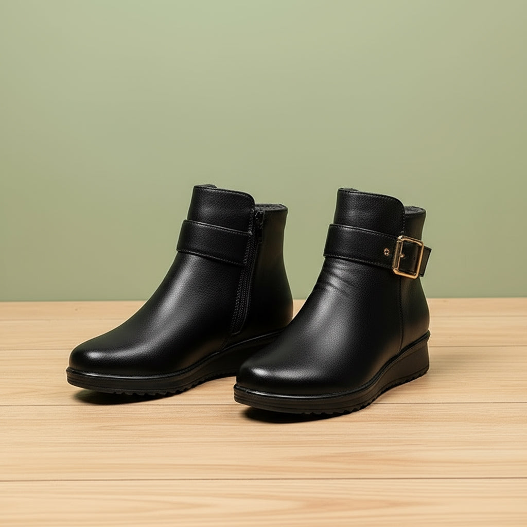 Women’s Warm Lined Ankle Boots – Side Zip Classic Mid-Rise Design with Non-Slip Sole