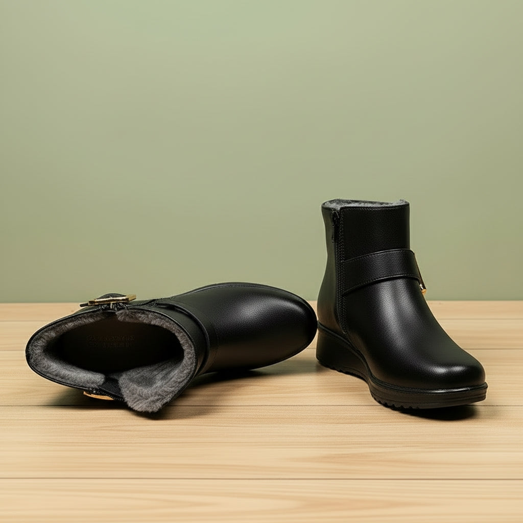 Women’s Warm Lined Ankle Boots – Side Zip Classic Mid-Rise Design with Non-Slip Sole
