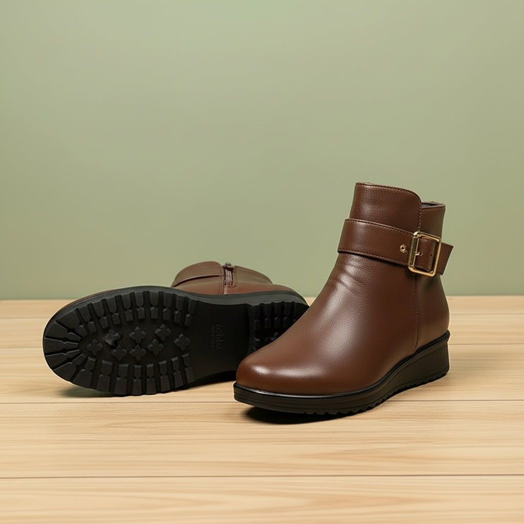 Women’s Warm Lined Ankle Boots – Side Zip Classic Mid-Rise Design with Non-Slip Sole